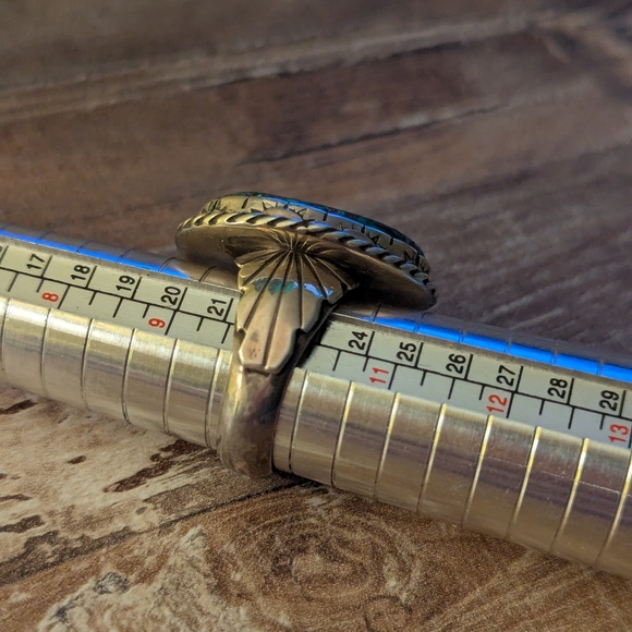 Vintage Navajo Native Turquoise Ring Size 10 - Picture 10 of 11